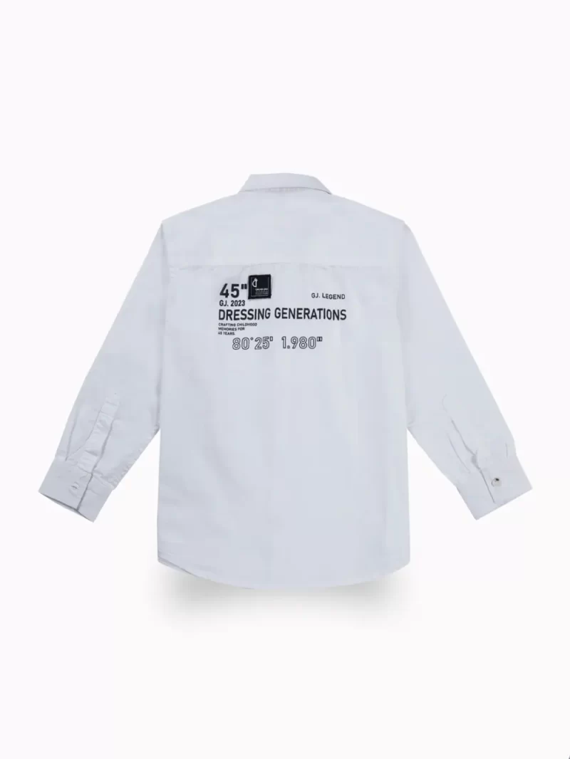 Gini And Jony Boys White Typographic Print Cotton Shirt Full Sleeves