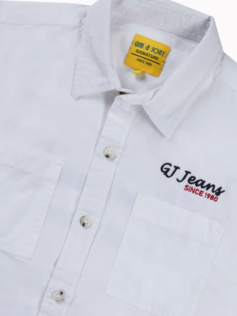 Gini And Jony Boys White Typographic Print Cotton Shirt Full Sleeves