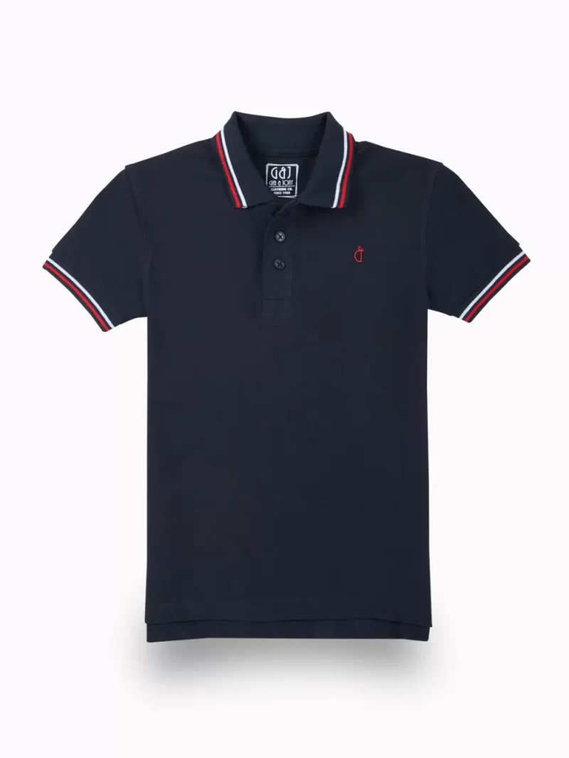 Gini And Jony Boys Navy Blue Brand Logo Cotton T-Shirt Half Sleeves