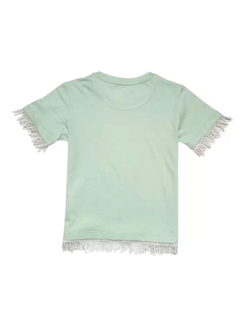 Gini And Jony Girls Light Green Graphic Print Cotton Knits Top Half Sleeves 13-14 Years