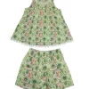 Gini And Jony Girls Light Green Floral Print Cotton Co Ordinate 9-10 Years