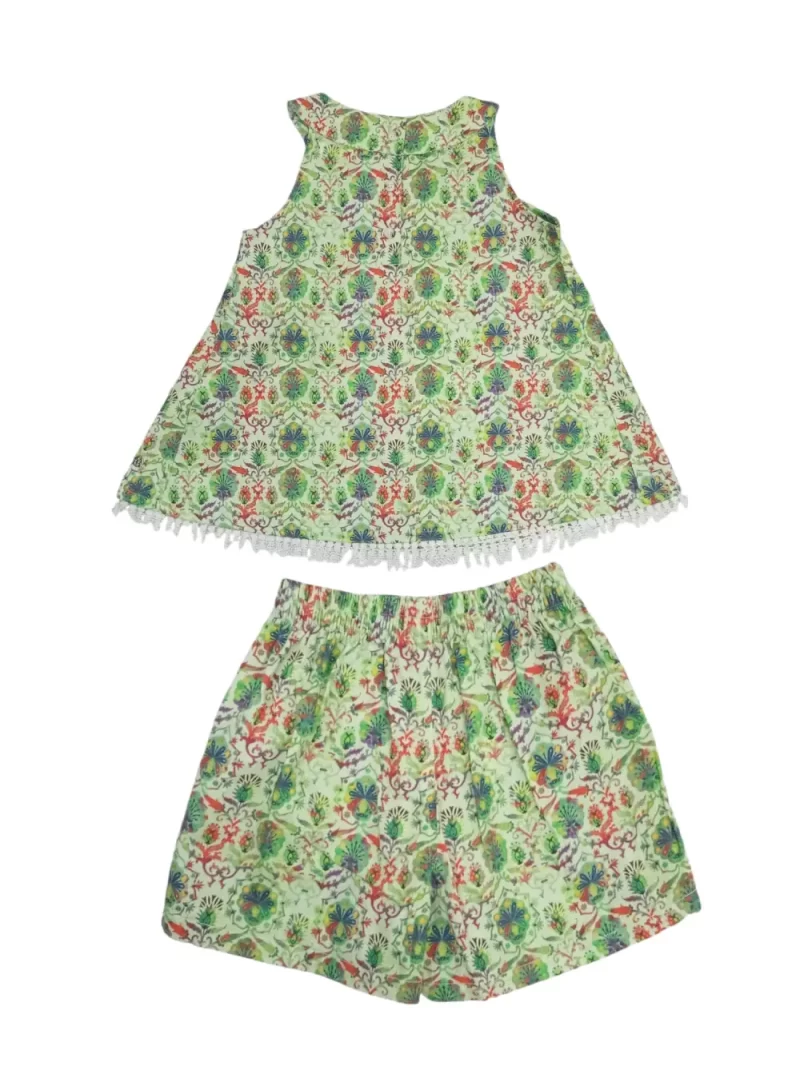 Gini And Jony Girls Light Green Floral Print Cotton Co Ordinate 9-10 Years