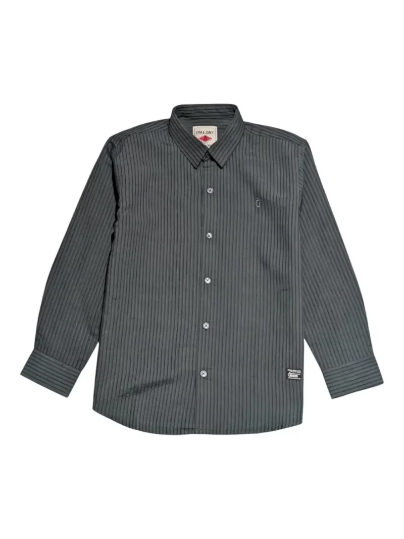 Gini And Jony Boys Green Stripes Cotton Shirt Full Sleeves