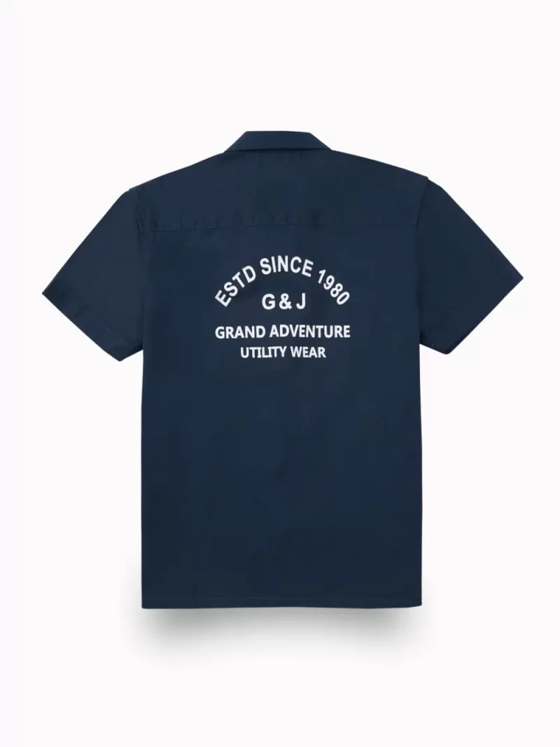 Gini And Jony Boys Navy Blue Typographic Print Cotton Shirt Half Sleeves