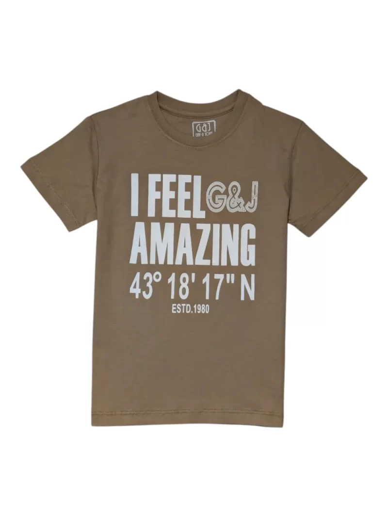 Gini And Jony Boys Brown Typographic Print Cotton T-Shirt Half Sleeves