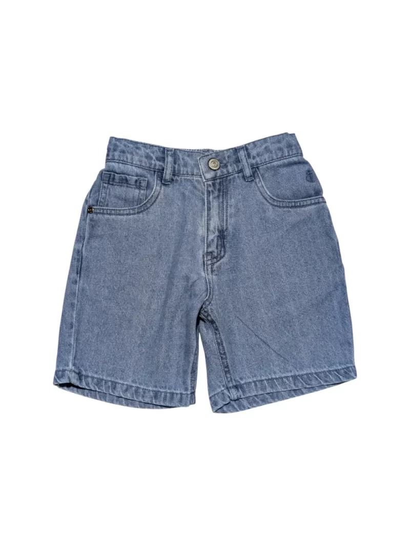 Gini And Jony Boys Blue Washed Denim Bermuda Fixed Waist