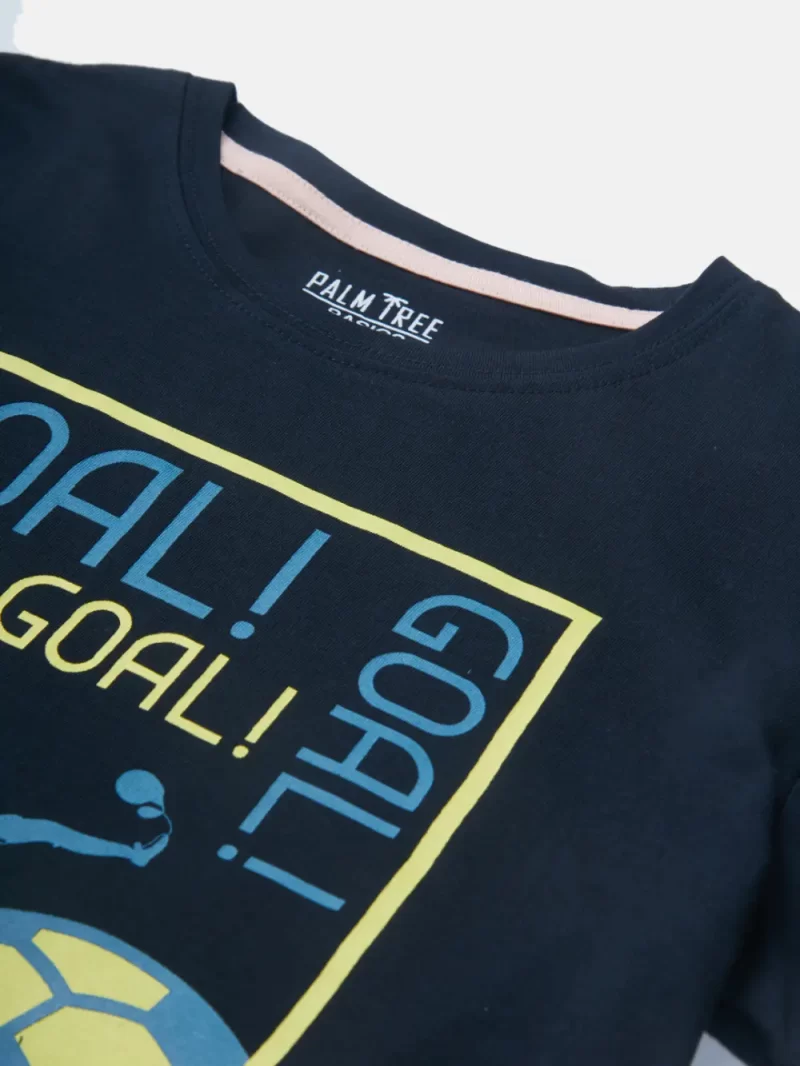 Gini & Jony Boys Blue T-Shirt Knitshand-Wash Regular Fit