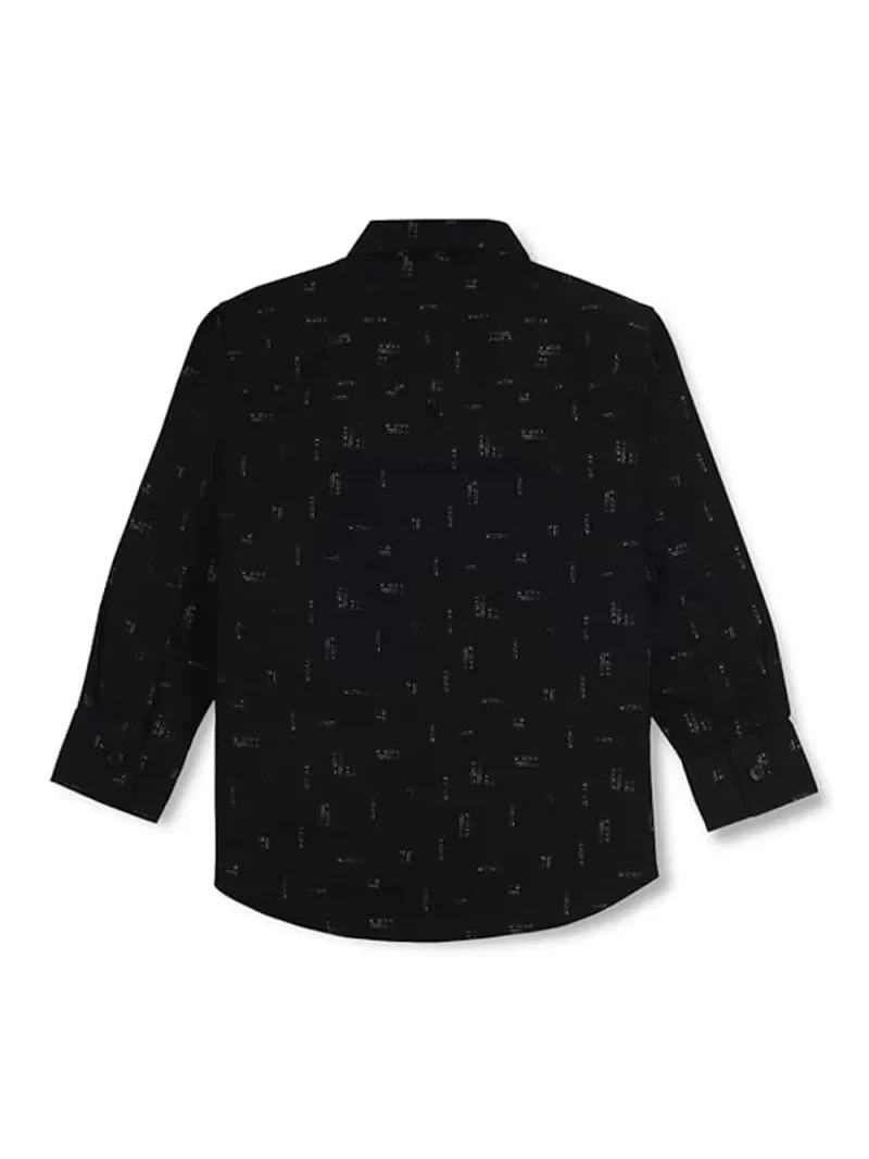 Palm Tree Boys Black Solid Cotton Full Sleeves Shirt