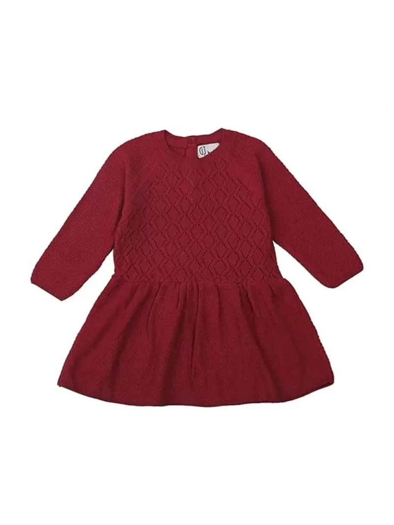 Gj Baby Girls Red Solid Woven Full Sleeves Dress