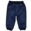 Girls Navy Blue Solid Denim Elasticated Jeans
