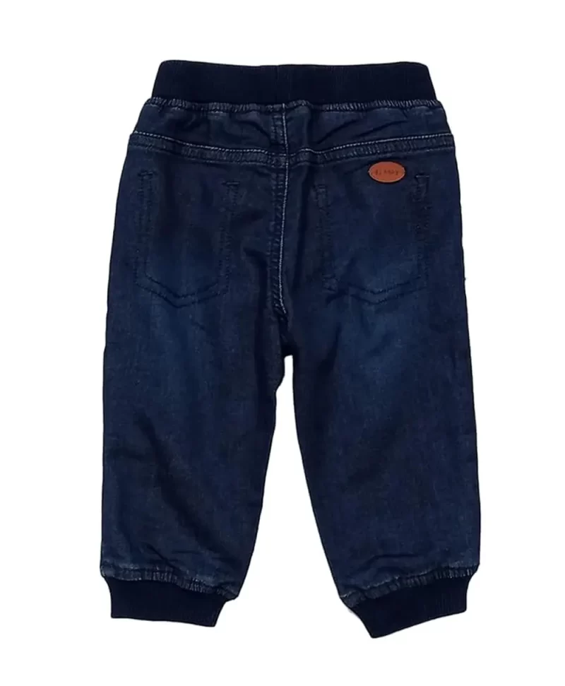 Girls Navy Blue Solid Denim Elasticated Jeans