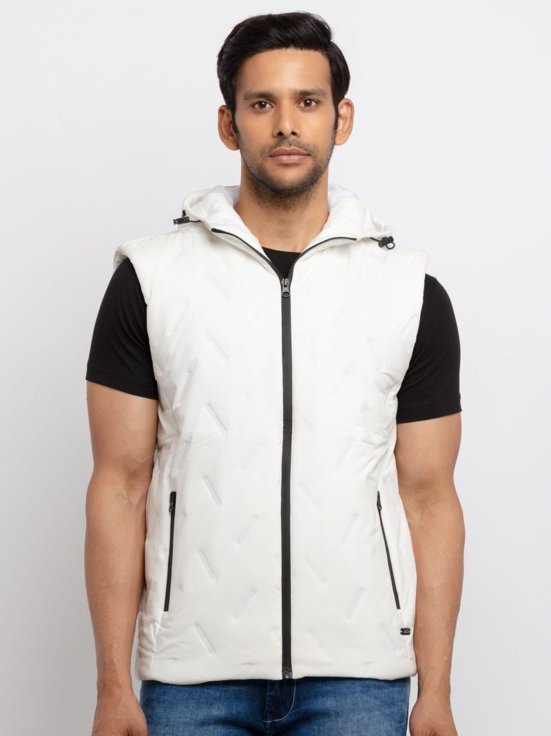 Status Quo Men'S Quilted Hooded Sleeveless Jacket