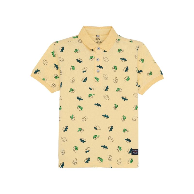 Status Quo Status Quo Boys All-Over Abstract Printed Polo Collar Tshirt