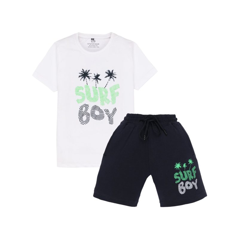 Status Quo Status Quo Boys Printed Regular Fit Casual T-Shirt Shorts