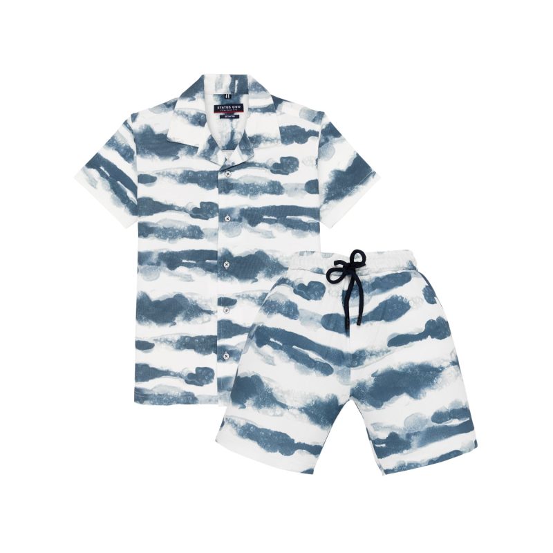 Status Quo Boy'S Tie & Die Printed Regular Fit Co-Ord Set With Shirt & Short