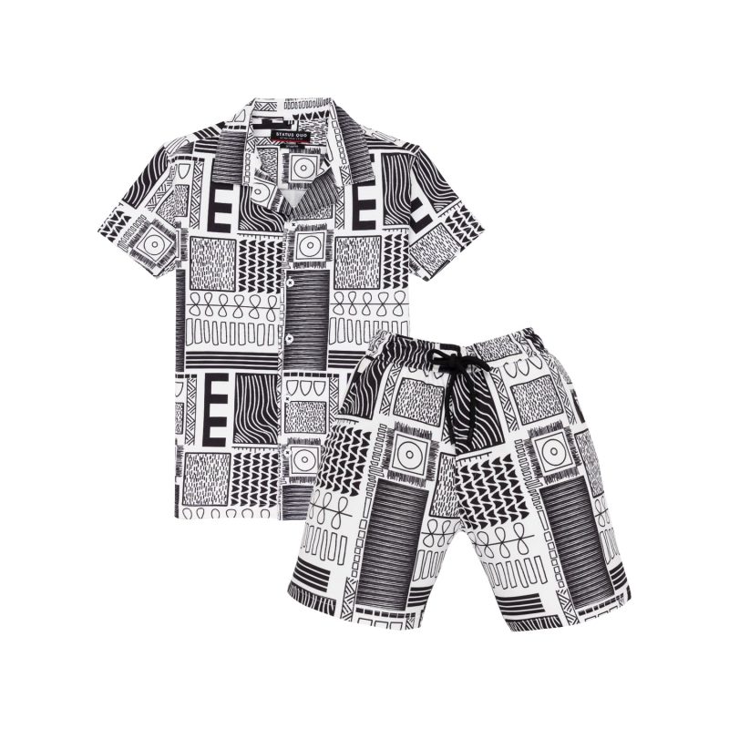 Status Quo Boy'S Printed Regular Fit Co-Ord Set With Shirt & Shorts