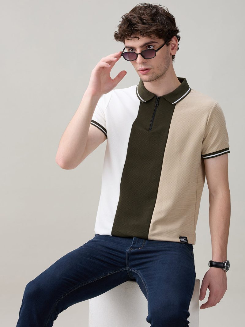 Status Quo Status Quo Men'S Cut & Sew Polo Collar Half Sleeves Regular Fit T-Shirt