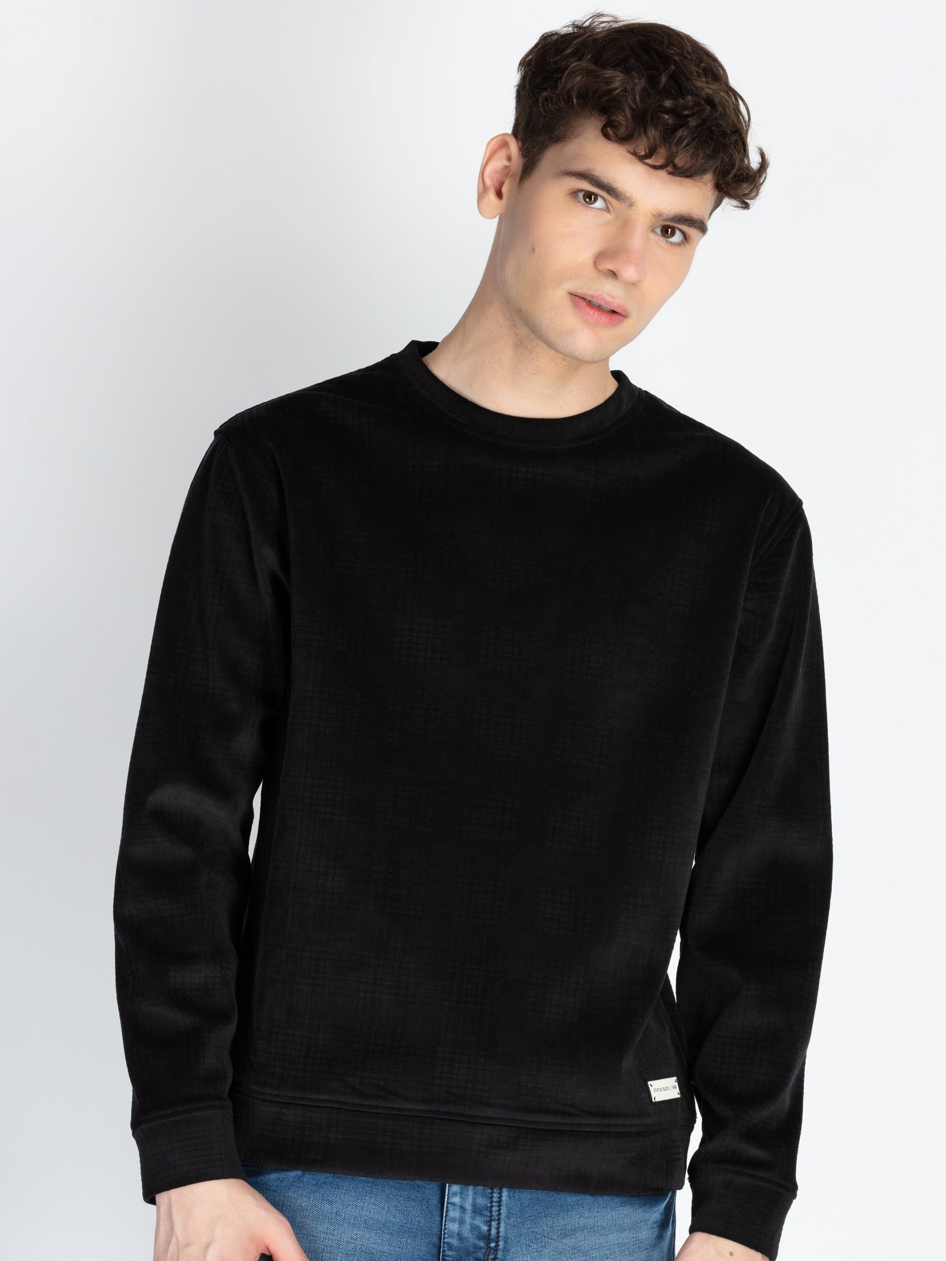 Status Quo Men'S Solid Round Neck Lightweight Sweatshirt