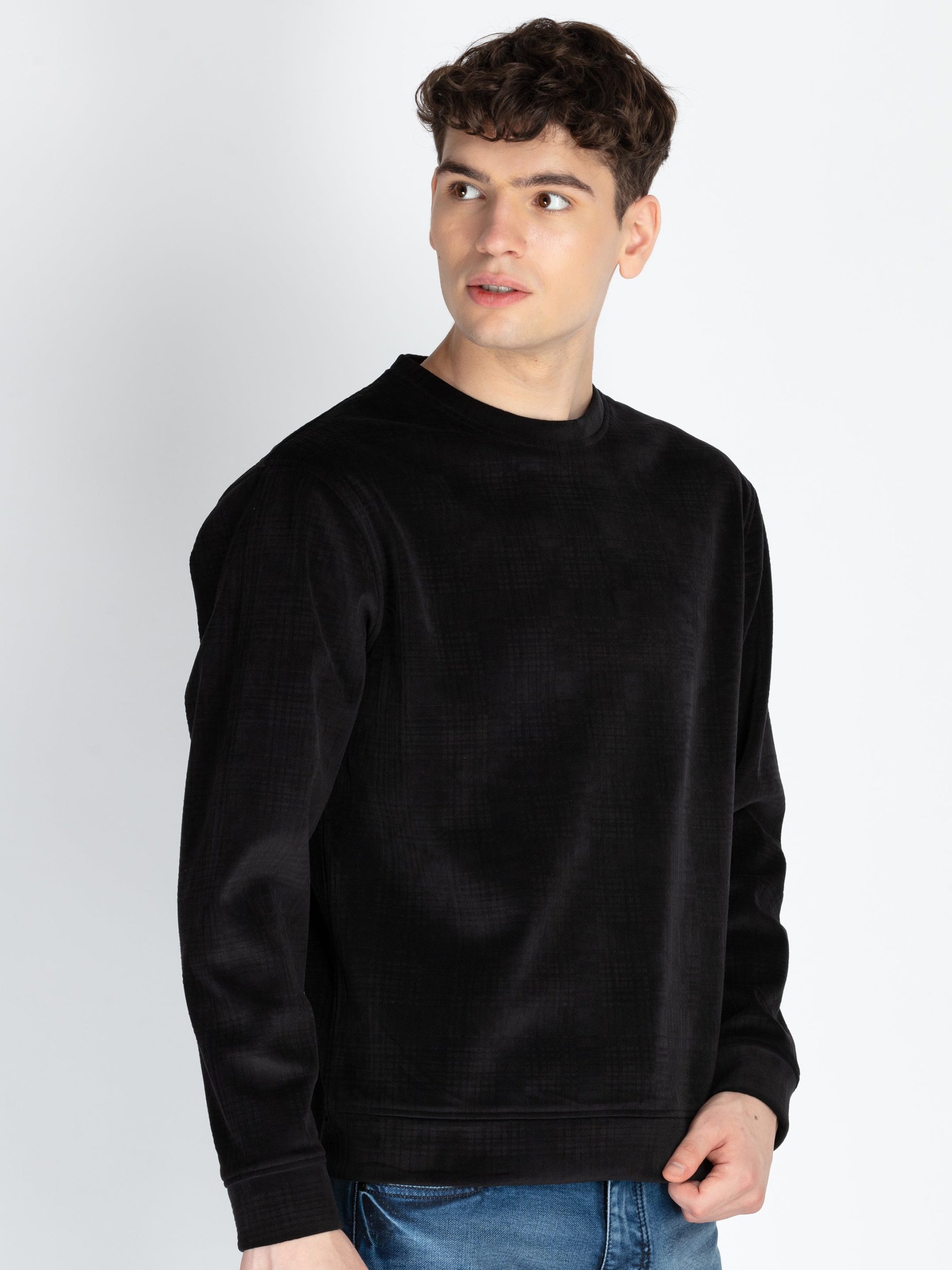 Status Quo Men'S Solid Round Neck Lightweight Sweatshirt