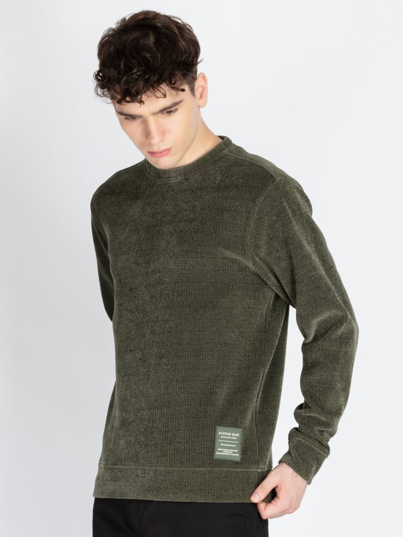 Status Quo Men'S Solid Round Neck Lightweight Sweatshirt