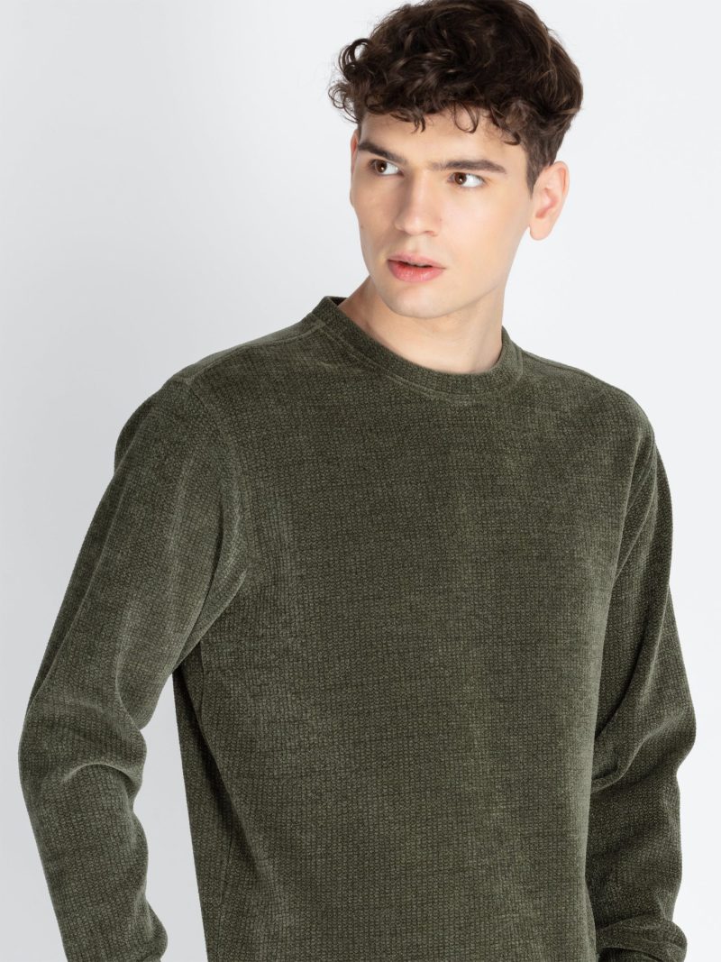 Status Quo Men'S Solid Round Neck Lightweight Sweatshirt