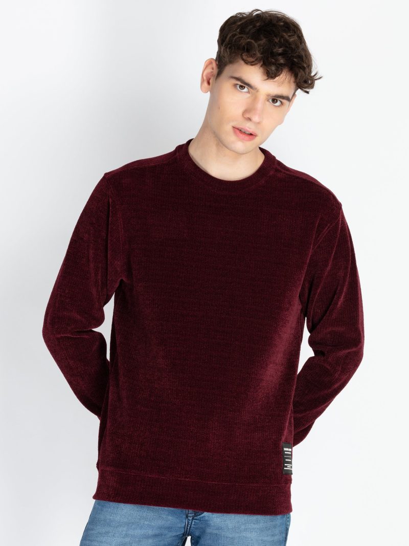 Status Quo Men'S Solid Round Neck Lightweight Sweatshirt