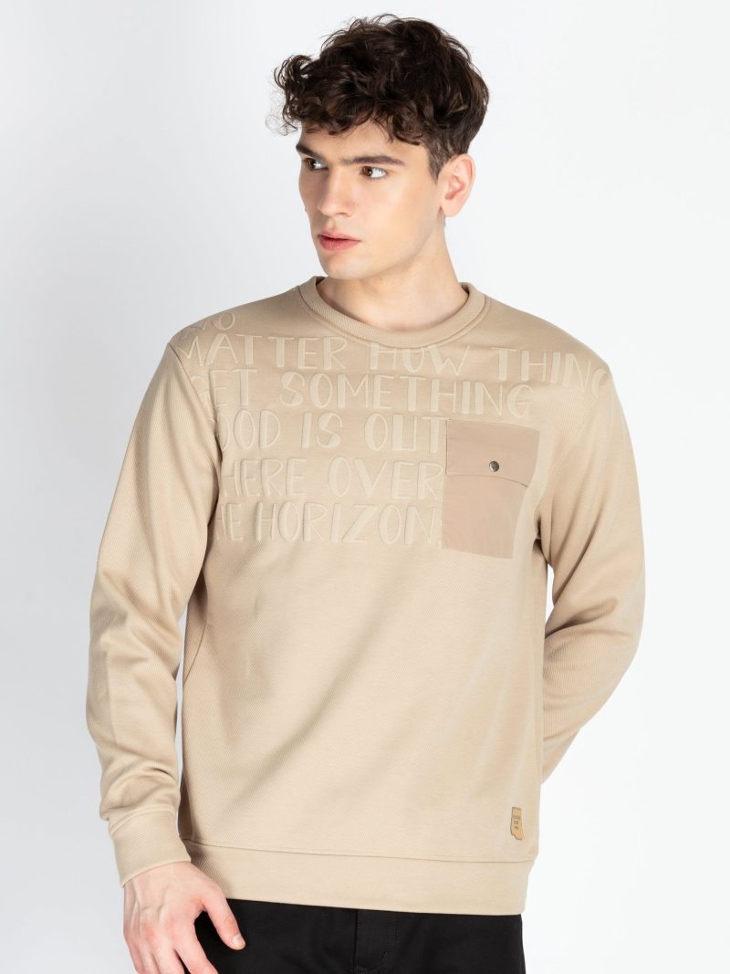 Status Quo Men'S Solid Round Neck Lightweight Sweatshirt