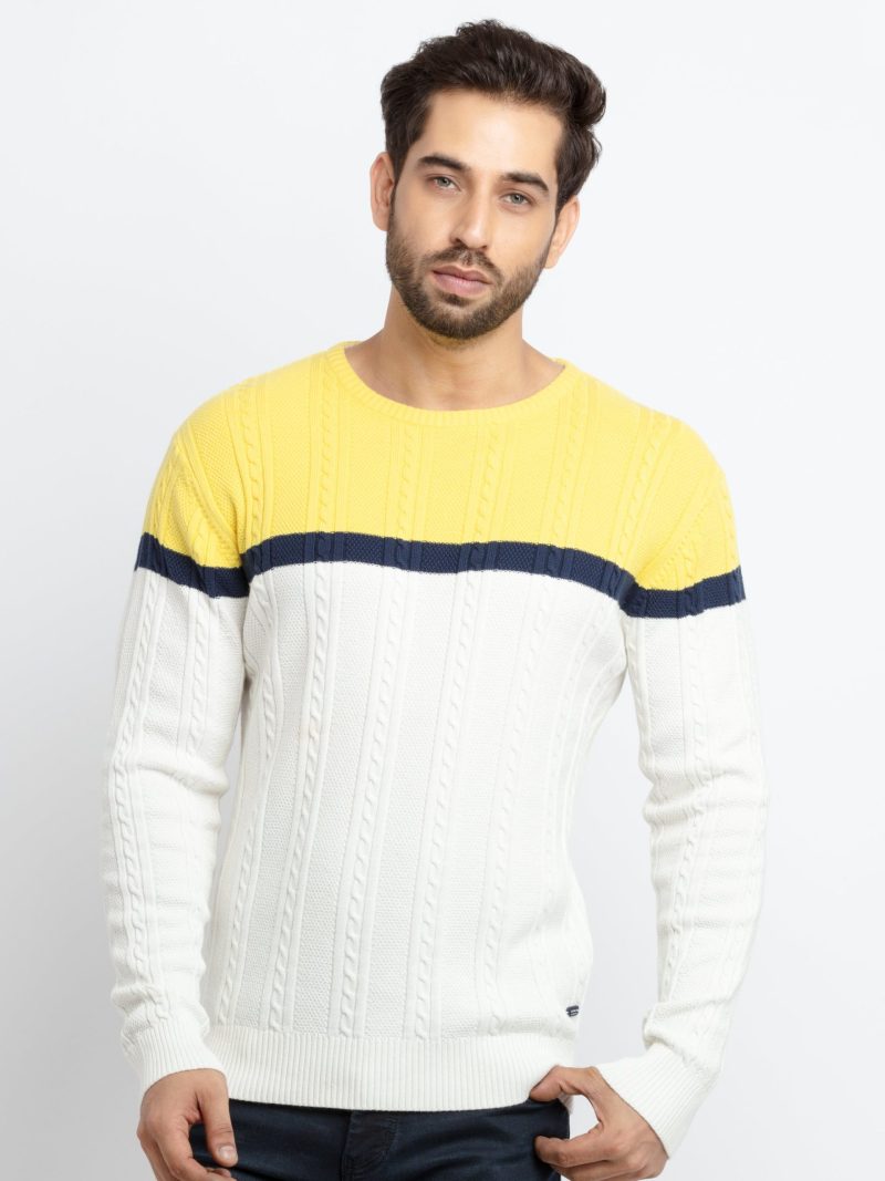 Status Quo Men'S Cable Knit Round Neck Sweater