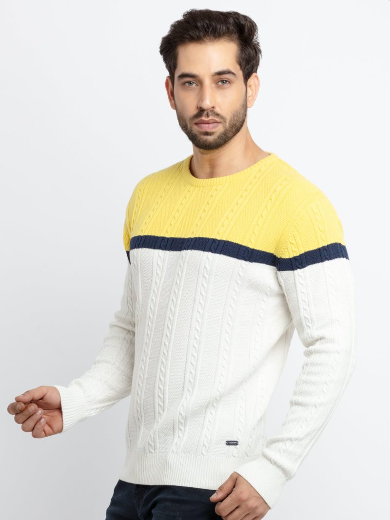 Status Quo Men'S Cable Knit Round Neck Sweater