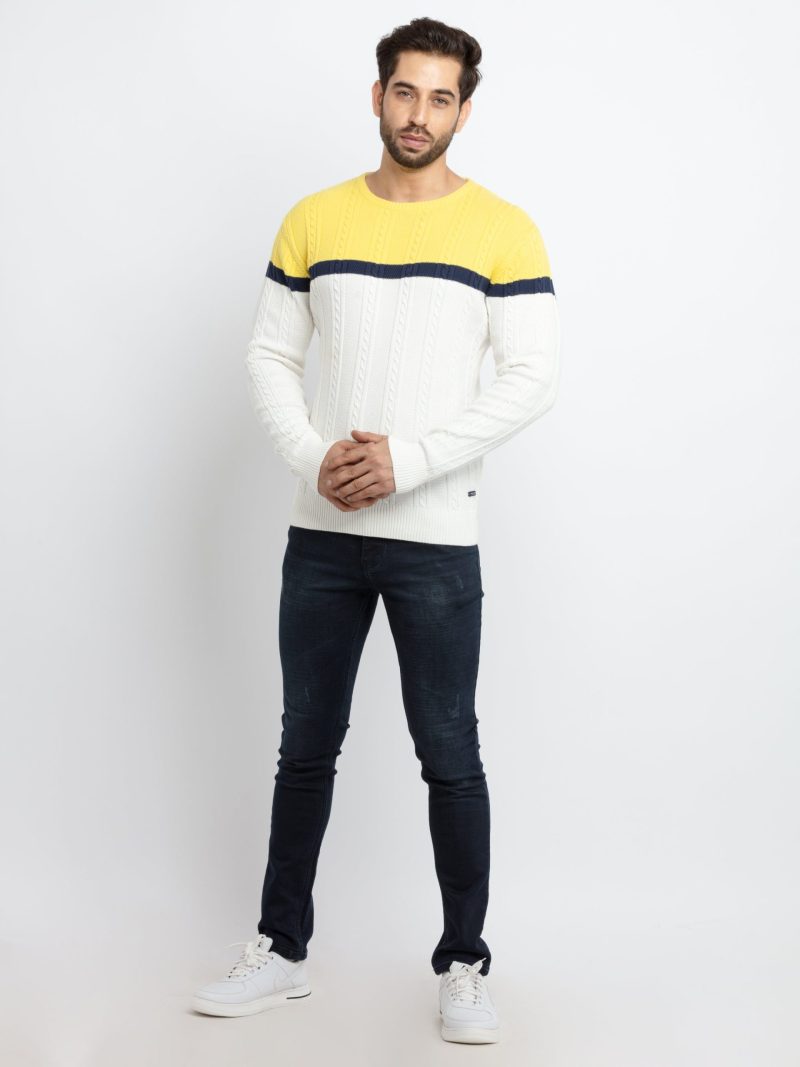 Status Quo Men'S Cable Knit Round Neck Sweater