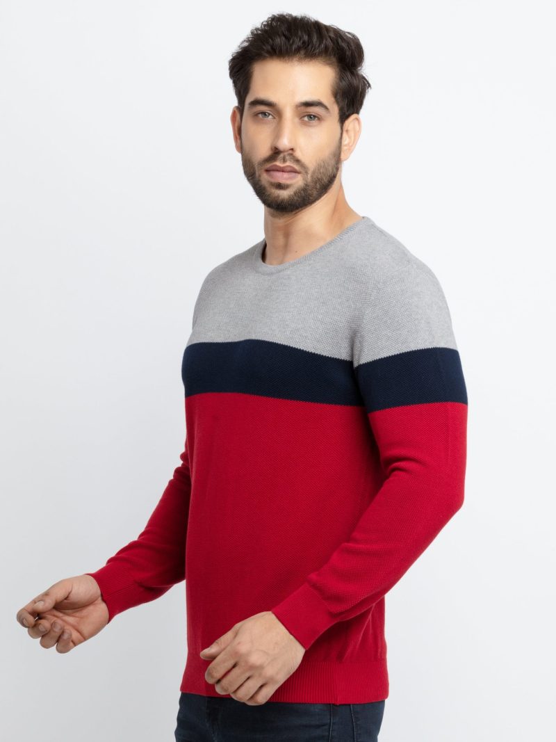 Status Quo Men'S Colour Blocking Round Neck Sweater