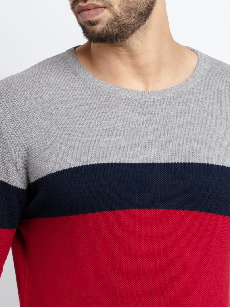 Status Quo Men'S Colour Blocking Round Neck Sweater