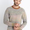Status Quo Men'S Striped Round Neck Sweater