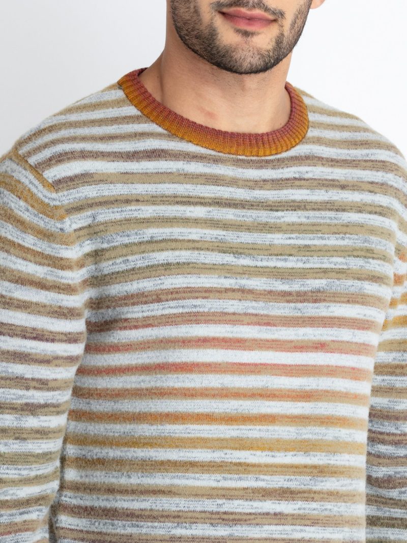 Status Quo Men'S Striped Round Neck Sweater
