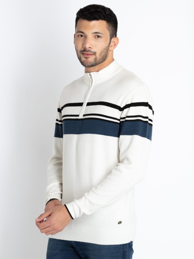 Status Quo Men'S Striped Round Neck Sweater