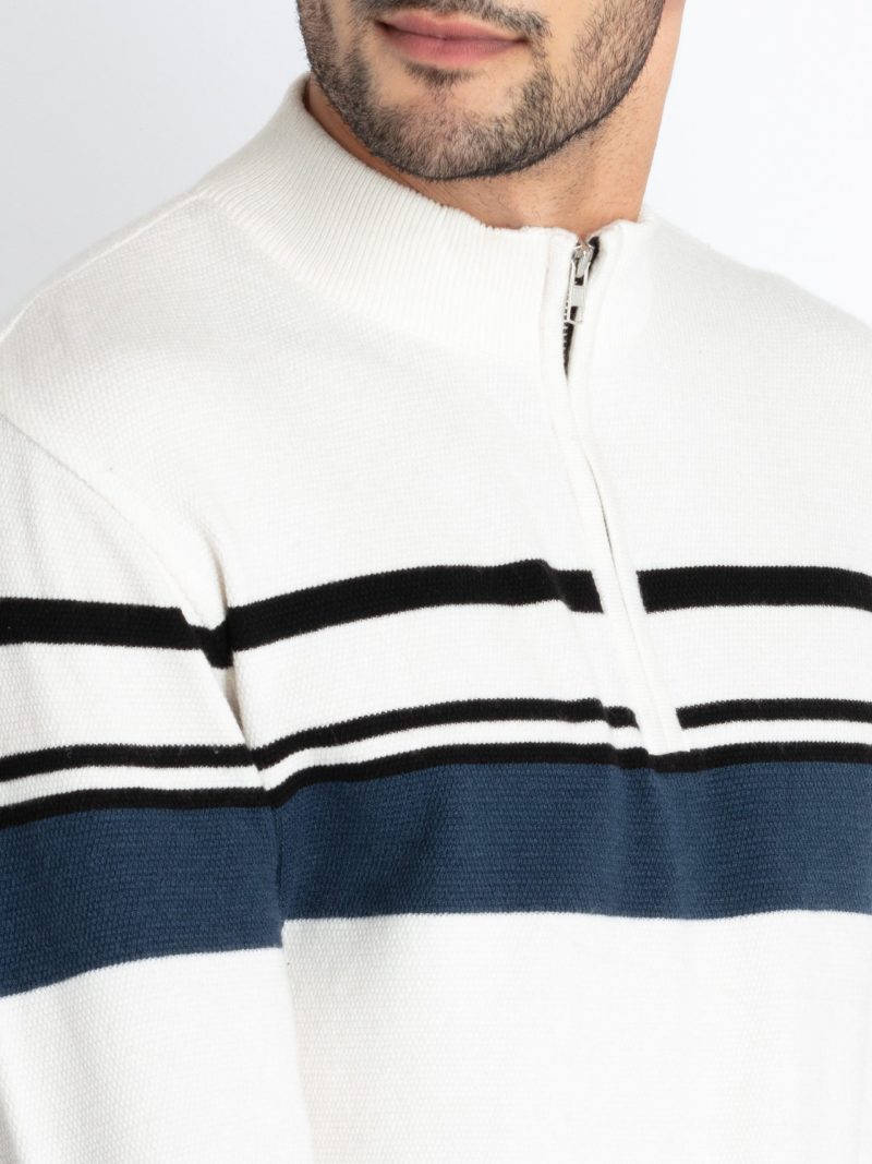 Status Quo Men'S Striped Round Neck Sweater