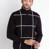 Status Quo Men'S Checkered Turtle Neck Sweater