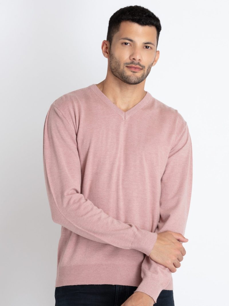 Status Quo Men'S Solid V-Neck Sweater
