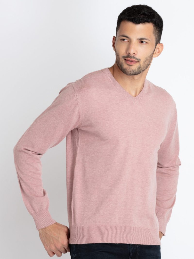 Status Quo Men'S Solid V-Neck Sweater