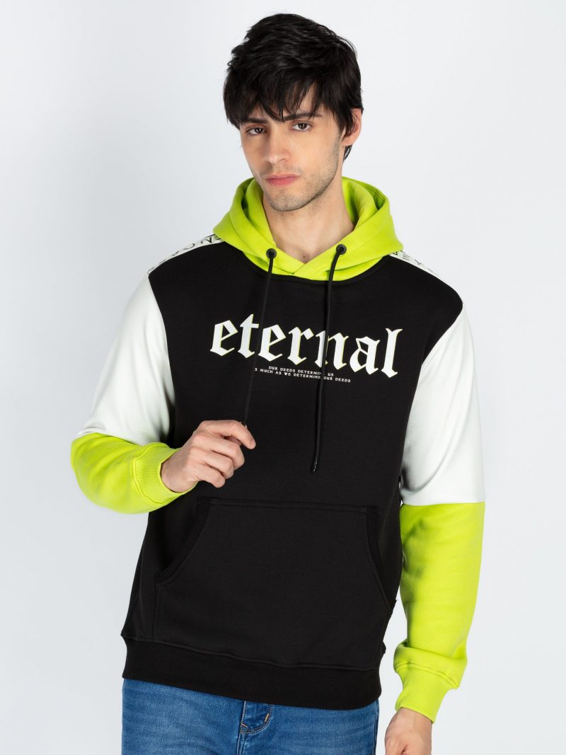 Status Quo Men'S Colorblocked Full Sleeve Hooded Sweatshirt