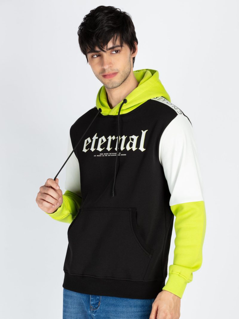 Status Quo Men'S Colorblocked Full Sleeve Hooded Sweatshirt