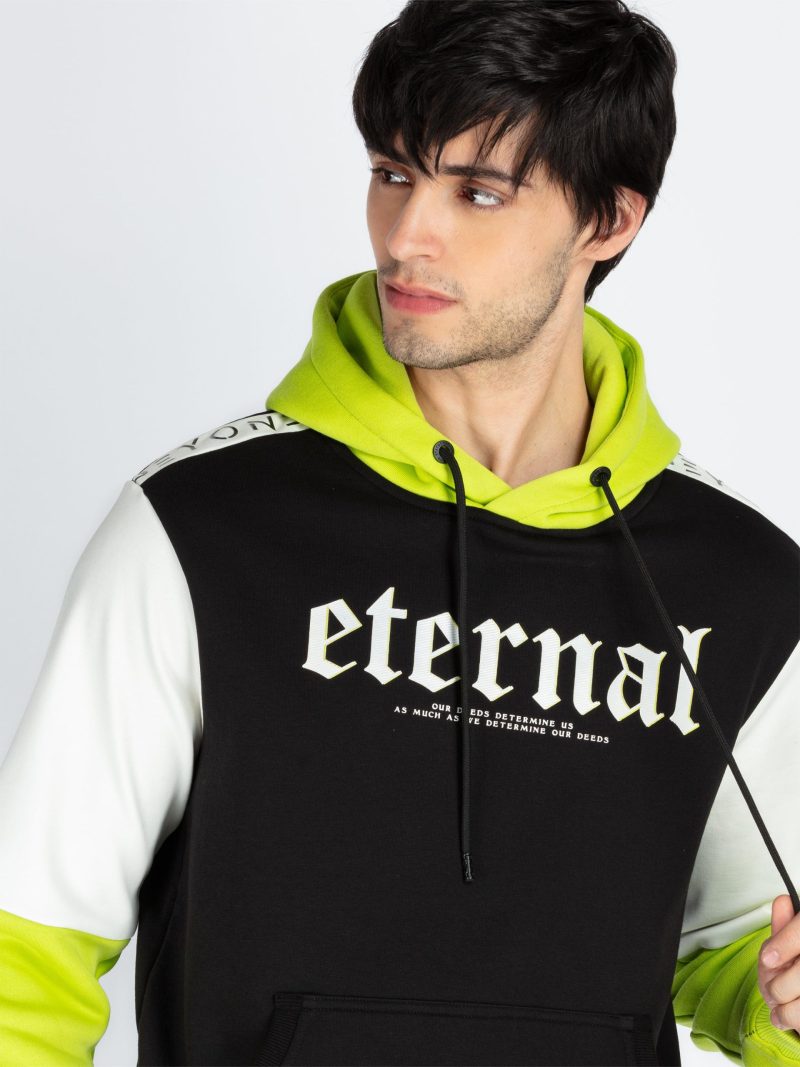 Status Quo Men'S Colorblocked Full Sleeve Hooded Sweatshirt