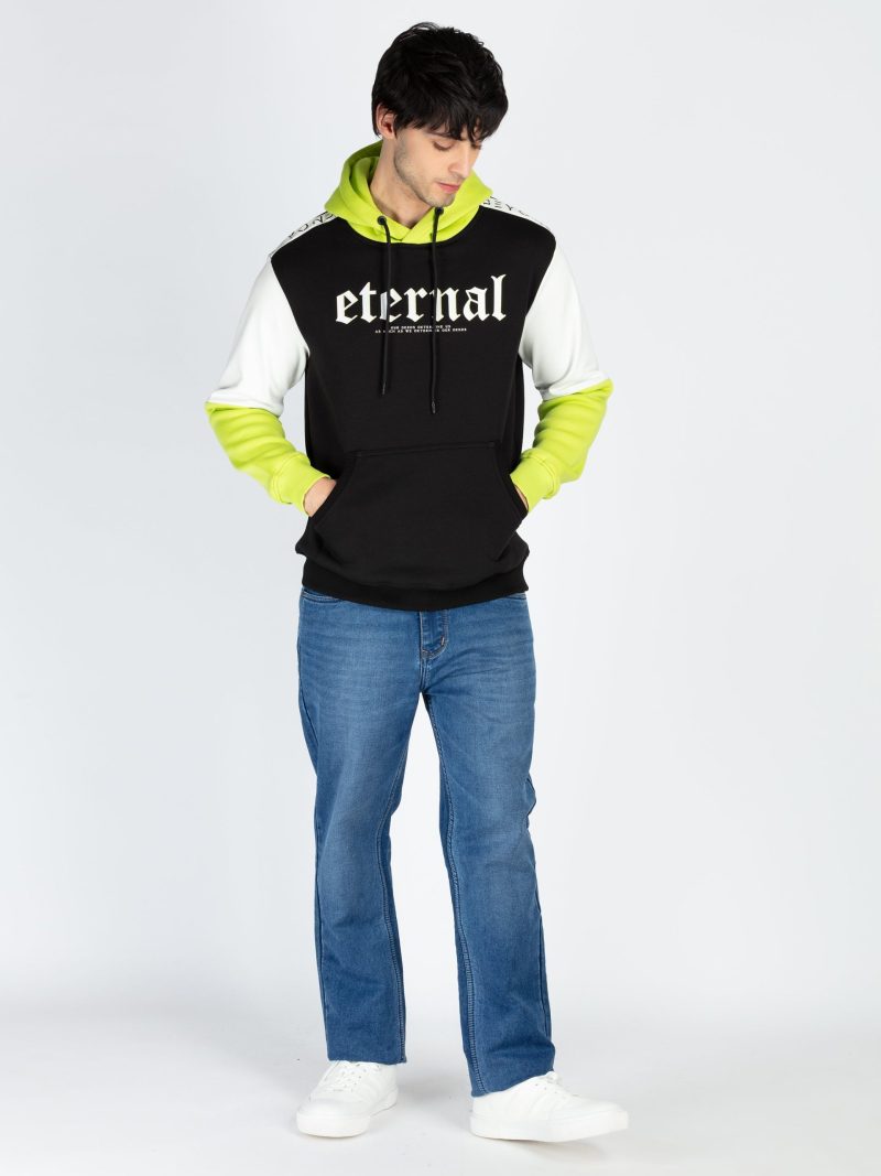 Status Quo Men'S Colorblocked Full Sleeve Hooded Sweatshirt