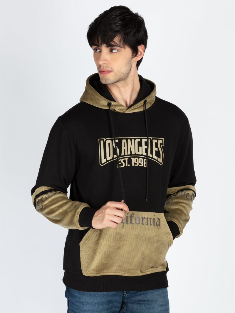 Status Quo Men'S Colorblocked Full Sleeve Hooded Sweatshirt