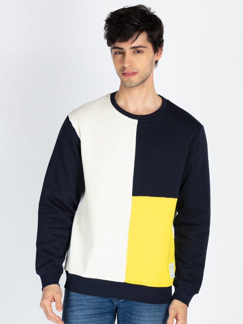 Status Quo Men'S Colorblocked Round Neck Full Sleeve Sweatshirt
