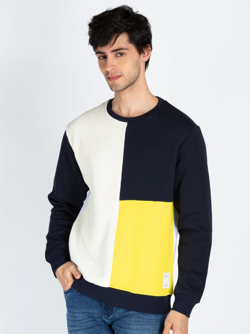 Status Quo Men'S Colorblocked Round Neck Full Sleeve Sweatshirt