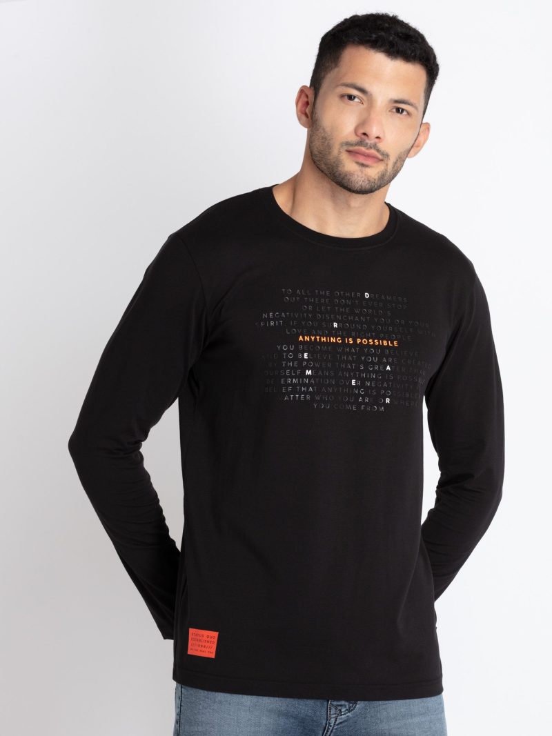 Status Quo Men'S Printed Round Neck T-Shirt