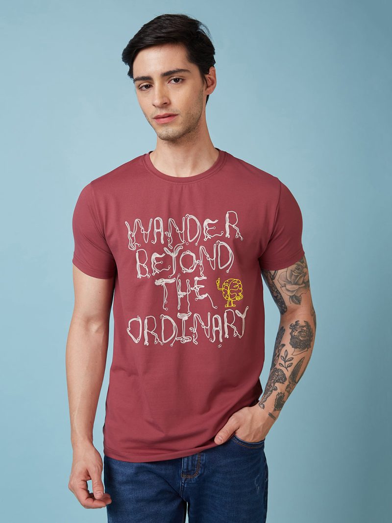 Mens Chest Printed Round Neck Tshirt