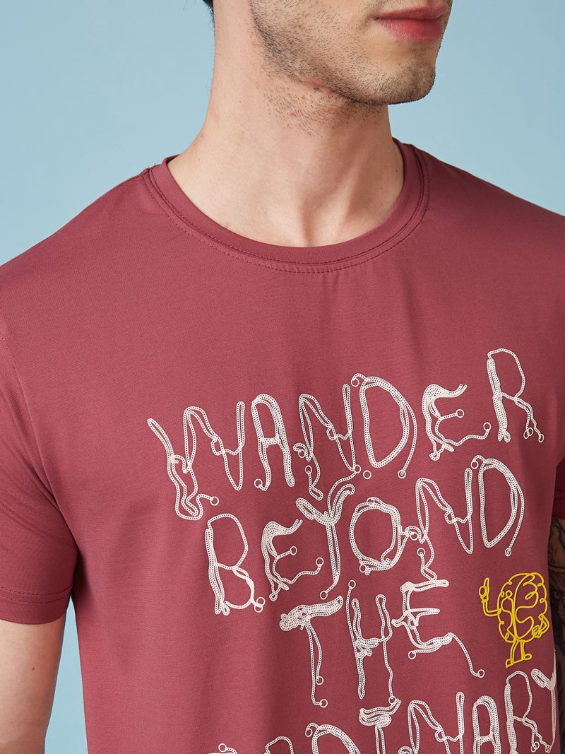 Mens Chest Printed Round Neck Tshirt