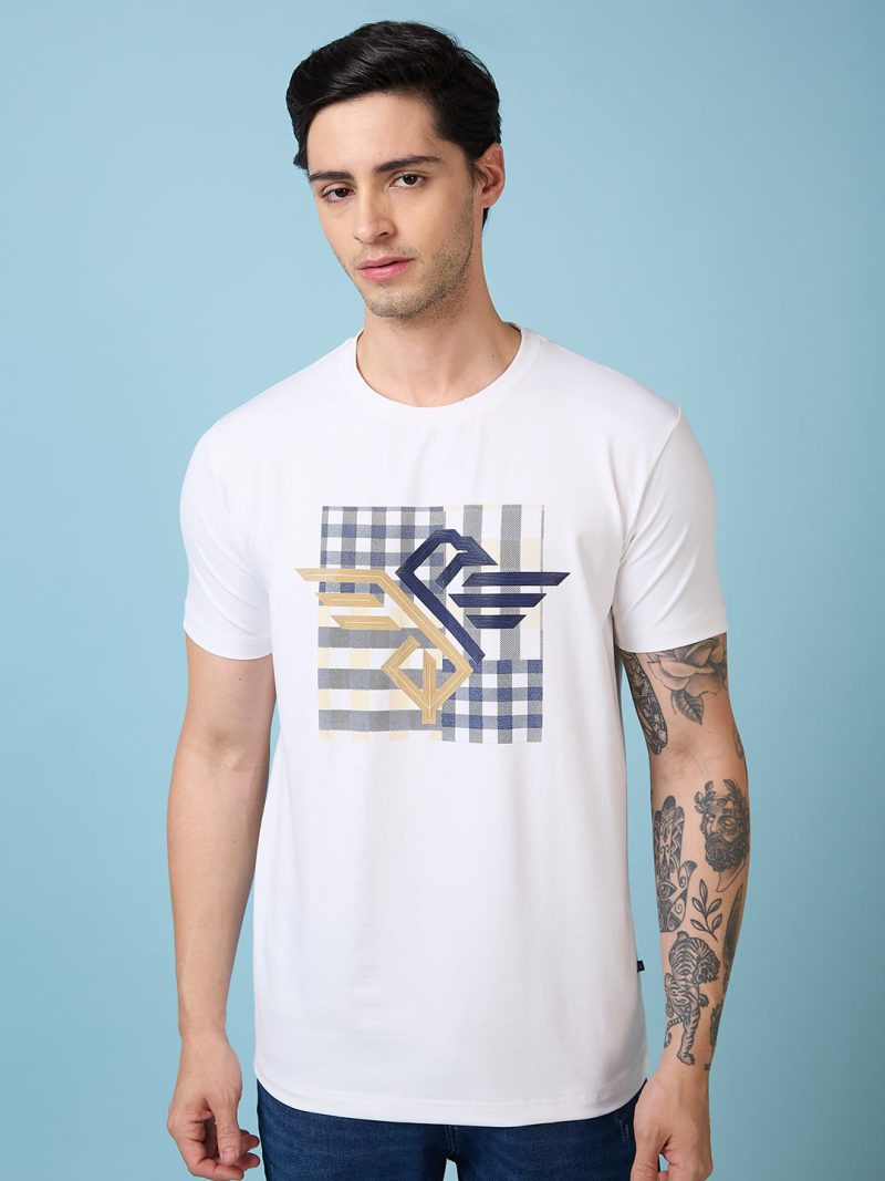 Mens Chest Printed Round Neck Tshirt